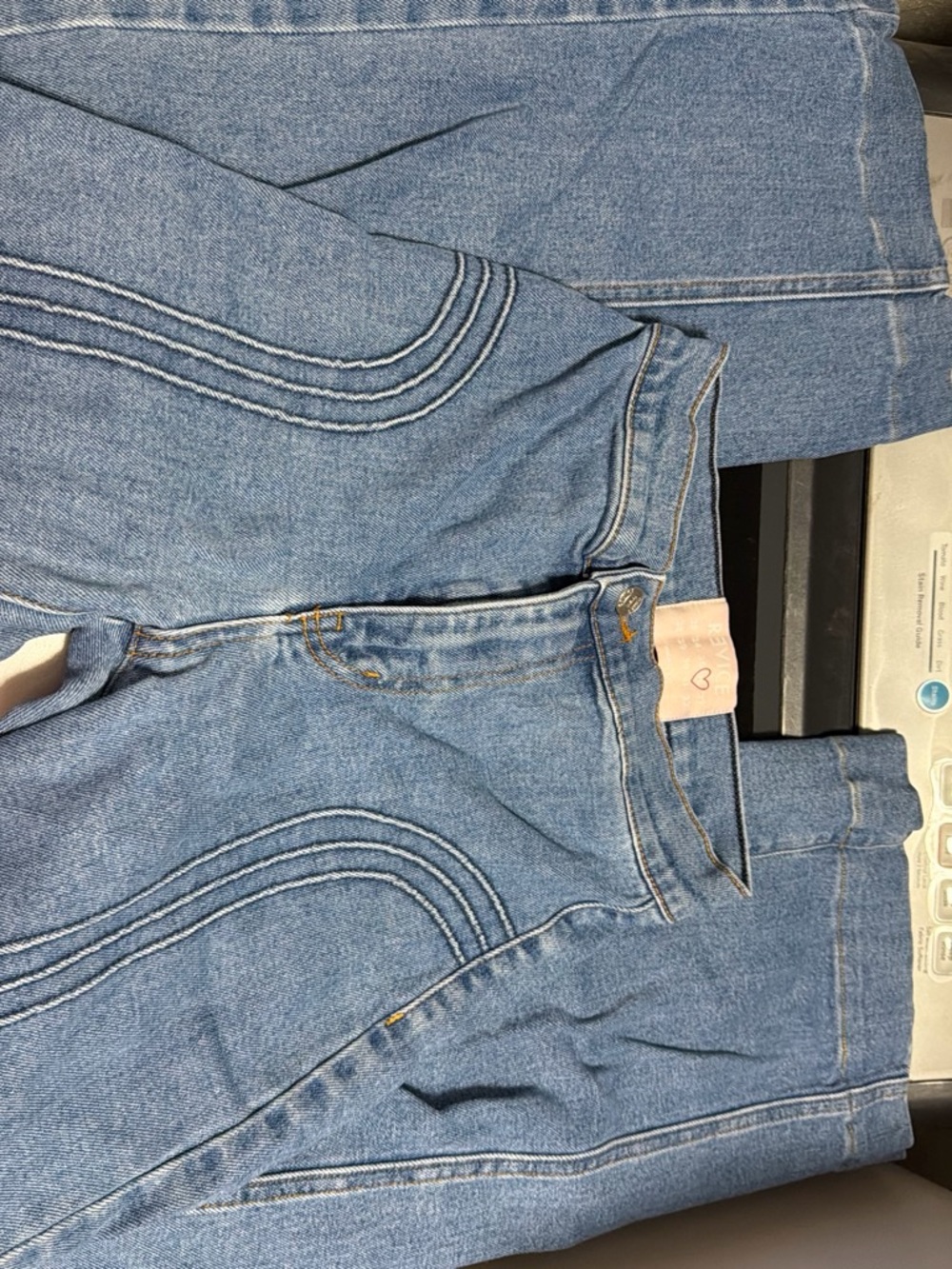 REVICE Light Blue High-Rise Curved Stitch Jeans